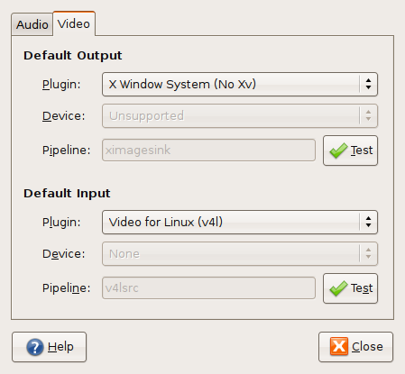Multimedia System Selector - gstreamer-properties